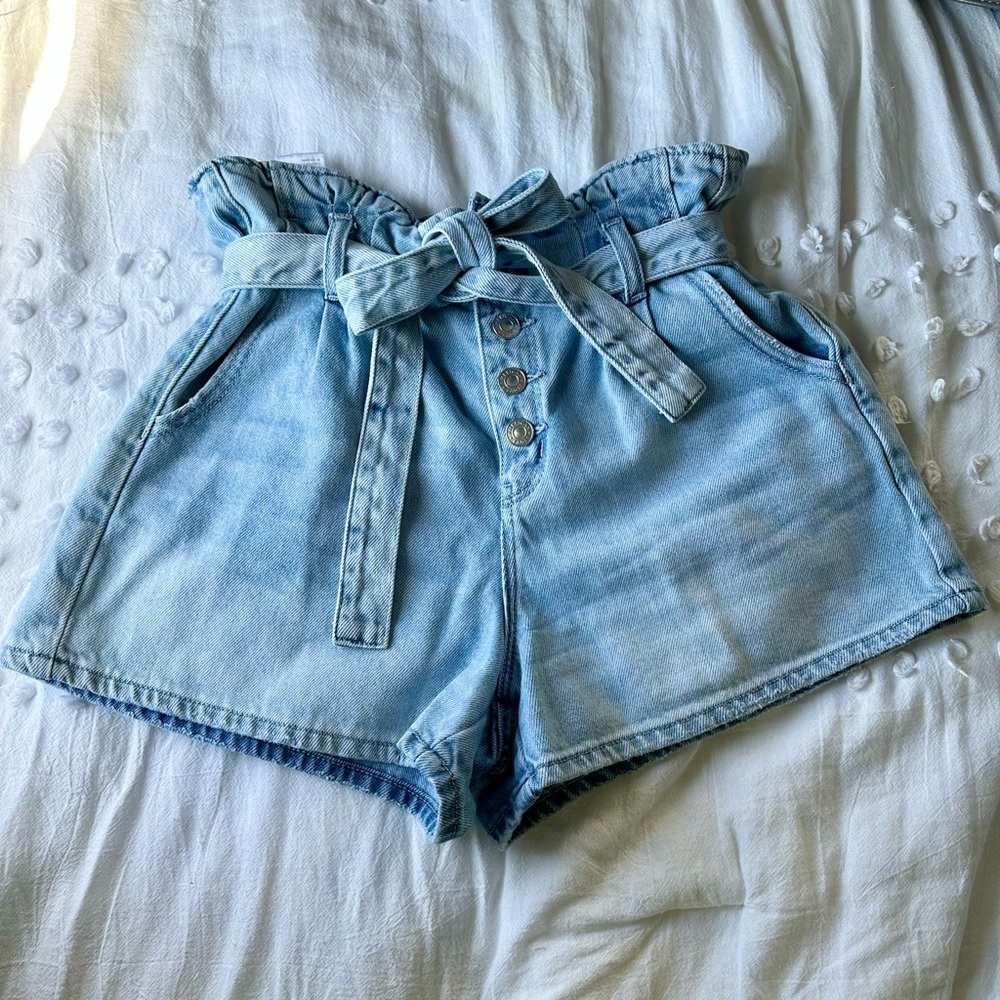 American Eagle Paper-Bag Denim Shorts